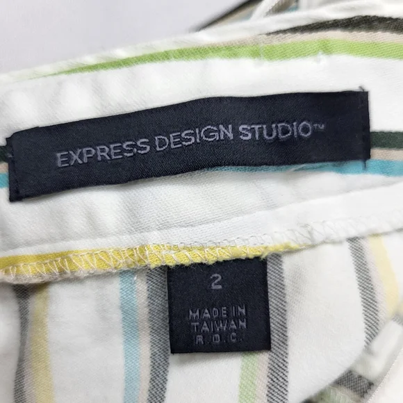 Express Design Studio Striped SKIRT Womens Size 2 Belted Pencil Multicolor - Picture 9 of 15